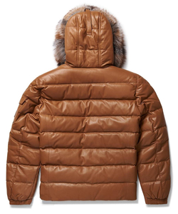 Veste matelassée de luxe pour homme en cuir véritable avec capuche en fourrure véritable, imperméable, thermique, manteau d'hiver long en Spandex/Nylon, vente en gros personnalisée - Product Image 4