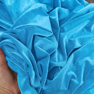 Sky <b>Blue</b> 100% Polyester Velvet Fabric Wrinkle Resistant Breathable Quick-Dry Medium Weight (130 GSM) Woven Home Curtain Material - Product Image 2