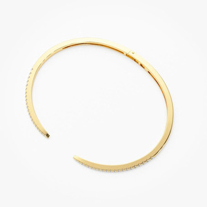 Yellow Gold Open Pave Lab Grown Diamond <b>Bangle</b> <b>Bracelet</b> - Product Image 3