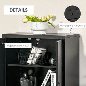 Mobiletto Organizzatore Nero per Cucina con Ante e Ripiani Regolabili per Angolo Caffè nel Soggiorno - Product Image 6