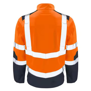 Unisex High Visibility Reflective Hooded <b>Work</b> Jacket Orange Black <b>Fleece</b> Windproof Quick Dry Winter Thick Stand Collar Safety - Product Image 5
