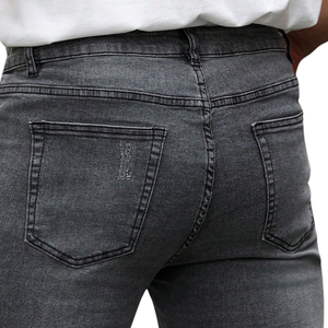 Pantalones Cortos de Mezclilla Grises Rotos para Hombre, Ajuste Delgado Casual, de Algodón, Cintura Media, Secado Rápido, Transpirables, Estilo Vintage Lavado, Ropa Urbana de Verano, Hasta la Rodilla - Product Image 4