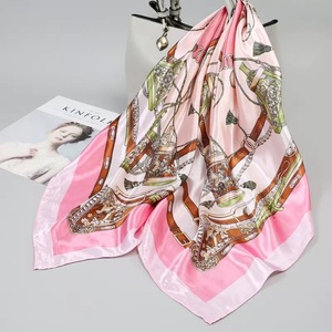 Custom Logo New Arrival Muslim Solid Stylish Elegant <b>Large</b> Warm Satin Silk Neck <b>Scarf</b> Square Shawl Wrap Multi-Functional Daily - Product Image 5