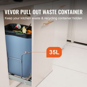 Contenitore per Rifiuti Estraibile da 35L con Maniglia, Montaggio Sottopensile, Capacità 110 Libbre, Kit di Montaggio a Porta per Uso Ufficio - Product Image 2