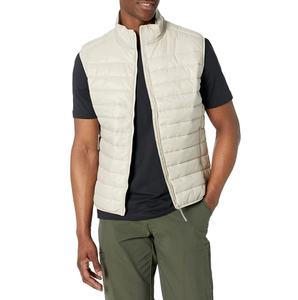 Chalecos Acolchados para Hombre, Cuello Alto, Cierre de Cremallera, Resistentes al Viento, Casuales, Relleno de Poliéster, Color Sólido, para Otoño - Product Image 1