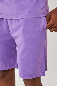 Meilleure qualité couleur unie en gros coton épais éponge français décontracté Gym course Fitness lavage à l'acide Shorts personnalisé tricoté Shorts - Product Image 5