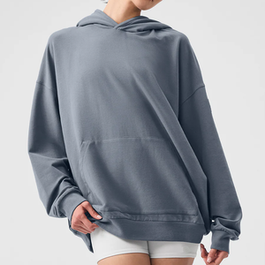 เสื้อฮู้ดดี้ผู้หญิงปี 2026 ผ้าฟลีซ ทรงหลวม แขนยาว สีพื้น ระบายอากาศได้ดี สกรีนโลโก้ได้ มีกระเป๋าหน้า เหมาะสำหรับใส่ในฤดูใบไม้ร่วง - Product Image 6