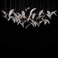 Lustre de plafond design fait sur mesure pour hall d'hôtel salle à manger lustres d'éclairage de feuille de métal or argent de luxe