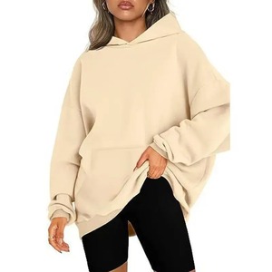 Sweat-shirt à capuche oversize unisexe en maille unie à manches chauve-souris, long, pour l'automne, avec poches - Product Image 4