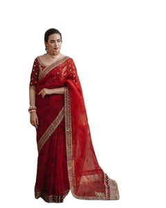 Siempre te prepara un sari único con concepto único, tejido de viscosa de georgette sintética suave y pura para fiestas, bodas y uso diario, vestido indio. - Product Image 1