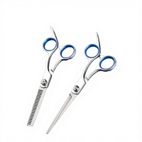 Ciseaux de coiffure professionnels en acier inoxydable à lame droite, pour droitiers, avec manche en plastique long, pour salon et barbier, pour effilage et coupe