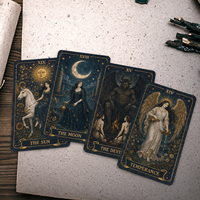 Vente en gros de jeux de cartes de tarot personnalisés de haute qualité, impression personnalisée, épaisseur supérieure, bordure dorée, 78 cartes, design personnalisé