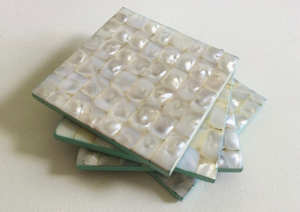 Sous-verres carrés en nacre fabriqués à la main de luxe Mosaïque élégante pour salle à manger haut de gamme et décoration intérieure Tapis et tampons de style table - Product Image 2