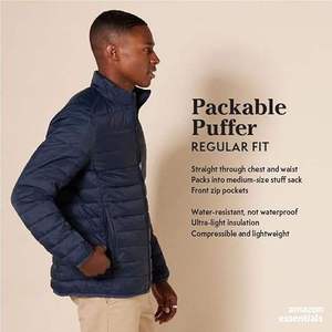 Blouson matelassé en toile vert coupe ajustée pour homme, coupe-vent avec fermeture éclair, couleur unie, style urbain, vêtement d'hiver, longueur standard - Product Image 5