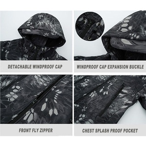 Chaqueta de Forro Polar con Logotipo Frontal, Estilo Piel de Tiburón, para Invierno, con Capucha, Impermeable, Cortavientos, Camuflaje, para Caza Táctica, Venta al Por Mayor - Product Image 4