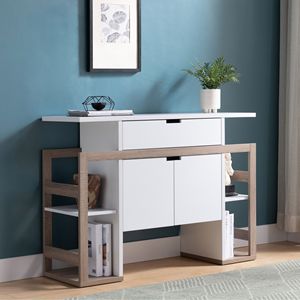 Mobile buffet moderno a 4 ripiani per cucina, in bianco e tortora scuro - Product Image 1