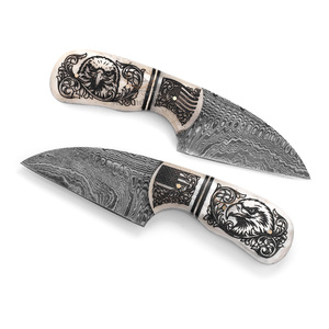 Cuchillo de Caza de Hoja Fija de Acero de Damasco de Grado Industrial Personalizado, Punta Caída, 19cm, 0.5mm de Grosor, Grabado Láser, Mango de Hueso de Camello - Product Image 2