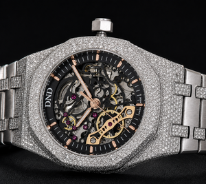 Reloj mecánico de lujo para hombre, de oro blanco, con esqueleto, estilo vintage, con fecha automática - Product Image 1