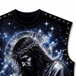 เสื้อกล้ามโอเวอร์ไซส์ประดับเพชรเทียม ผ้าเจอร์ซีย์คอตตอน 100% เนื้อผ้านุ่ม สไตล์วินเทจ พิมพ์ลายกราฟิก เสื้อยืดแขนกุดสำหรับทุกเพศ - Product Image 3