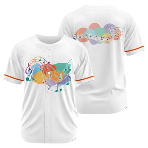 Colorful Music Notes <b>Baseball</b> Jersey Unisex Short Sleeve Button Front Digital Print Polyester Sportwear Adult All Seasons - Product Image 1