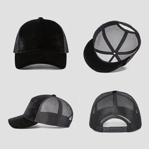Velvet Mesh Trucker <b>Cap</b> 5 Panel Breathable Mesh Back Snapback Curved Brim Unisex Outdoor Sport Vintage Casual Headwear - Product Image 6