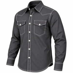 Chemise FR de haute qualité pour hommes, résistante au feu, vêtements de travail pour la soudure, chemise de protection à boutons pression, couleur unie, chemise FR industrielle personnalisée - Product Image 5