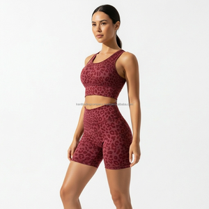Private Label Yoga Set Sublimated Sports <b>Bra</b> Scrunch Butt Shorts Women Gym Workout Fitness Activewear High Waist Elastic Waist - Product Image 1