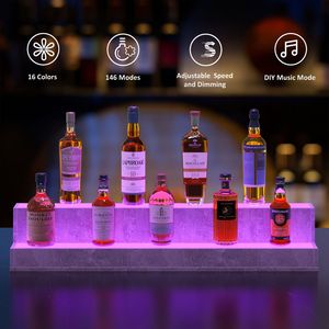 Estante de Exhibición de Botellas Iluminado con LED de 37 Pulgadas, Control Remoto, para Bar, 2 Niveles, Porta Botellas de Licor - Product Image 2