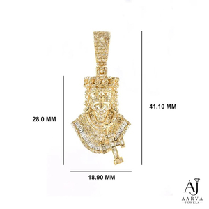 Pendentif Moissanite couleur or, taille baguette, double face, avec breloque portrait pavée, bijoux pour hommes et femmes - Product Image 2