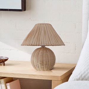 Natural Handwoven <b>Rattan</b> <b>Bedside</b> <b>Table</b> Lamp Home & Hotel Bedroom Decor Wicker Mushroom Shape Lamps - Product Image 5