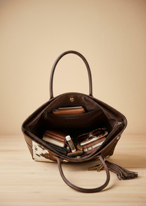 Cowhide <b>Tote</b> <b>Bag</b> <b>With</b> Tassel Genuine Leather Bohemian Style Women's Shoulder <b>Bag</b> All Seasons Daily Use - Product Image 3