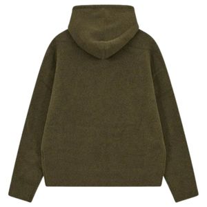 Sweat à capuche zippé en tricot kaki avec logo couronne, doux et confortable, idéal pour un usage décontracté, parfait pour les hommes et les femmes - Product Image 2