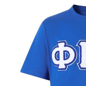T-shirt Premium en Chenille Bleue avec Lettres Phi Beta Sigma pour Hommes – Coupe Confortable, Tissu de Qualité Supérieure, Vêtement de Fraternité Grecque, Tenue Décontractée - Product Image 6