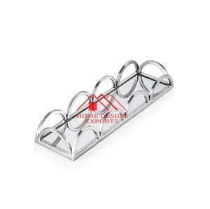 Argent Fini Vente Chaude De Luxe À La Main En Métal Plateau De Service En Verre De Style Unique Plateau De Service - Product Image 1