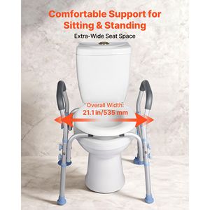 Attrezzatura di Sicurezza per Bagno, Supporto per Sedile WC con Capacità di Carico 300 Libbre, Altezza Regolabile e Maniglie Allargate - Product Image 5
