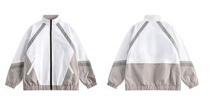 Veste de survêtement unisexe à blocs de couleur, fermeture éclair intégrale, col montant, en polyester léger, style sportif, pour adulte, idéale pour l'automne, avec poches latérales - Product Image 4