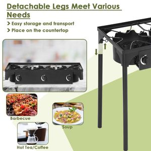 เตาแก๊สโพรเพน3หัวแบบพกพา225,000-BTU สำหรับทำอาหารกลางแจ้งและแคมป์ไฟ - Product Image 5