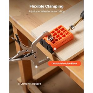 ชุดจิ๊กเจาะรูแบบปรับได้ขนาด 1/2 นิ้ว ถึง 1-1/2 นิ้ว พร้อมอะแดปเตอร์เก็บฝุ่น ระบบน้ำหนักเบา ถอดประกอบได้ ใช้กับเครื่องต่อไม้แบบเฟืองนิ้ว - Product Image 5