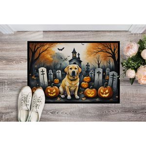 Jaune Labrador Retriever Spooky Halloween Paillasson Antidérapant Lavable Low Pile Intérieur Extérieur Tapis 24H X 36W pour Porte D'entrée - Product Image 2