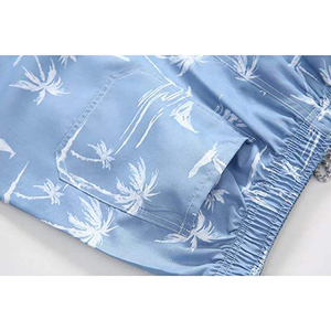 Shorts de Playa para Hombre, Estampado de Palmeras Azules, Secado Rápido, Cintura con Cordón, Estilo Casual, Largo Bermuda - Product Image 3