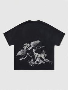 Streetwear Y2K Custom <b>Black</b> Graphic <b>Tee</b> 250GSM Boxy Drop Shoulder Oversized Cotton Fashion OEM Bulk Men's <b>shirts</b> - Product Image 2