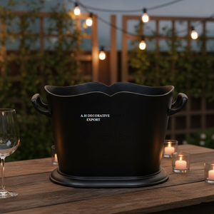 Cubo de Hielo para Vino y Champaña de Metal Negro de Calidad Mayorista con Asas para Fiestas y Suministros de Bar, Enfriador de Bebidas - Product Image 2