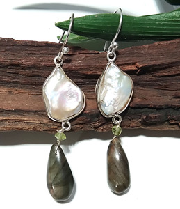 Bohemian Style Natural Gemstone Dangle Drop <b>Earrings</b> Solid 925 Sterling <b>Silver</b> Handmade Jewelry Third Party Certified Wholesale - Product Image 4