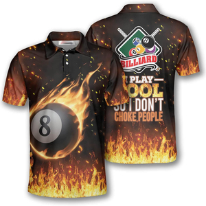 Polo de billard pour homme noir, gris et jaune, à manches courtes, séchage rapide, décontracté, sportif, imprimé - Product Image 3