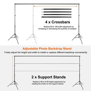 Set Supporto per Sfondo Fotografico Resistente 6.5 X 10ft, Supporto Regolabile per Studio Foto e Video - Product Image 4
