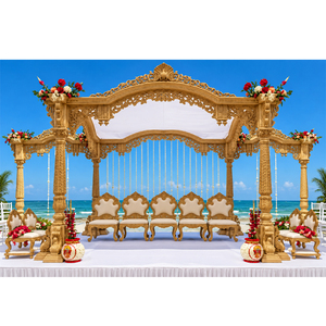 Mandap de mariage LA Antique en bois artisanal sur le thème de l'extérieur, modèle NY Star Mustache, pour mariages en extérieur en Nouvelle-Zélande et en Australie - Product Image 1