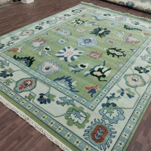 Alfombra de Lana Oushak Anudada a Mano, Alfombra Grande con Diseño Floral, Alfombra Oriental Tradicional en Tonos Pastel para Sala de Estar o Decoración de Hotel - Product Image 1