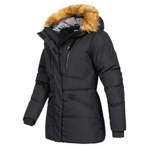 Veste matelassée à capuche zippée pour femme, style streetwear, coupe-vent, longue, chaude, pour l'extérieur, hiver, parka isolée avec logo personnalisé - Product Image 3