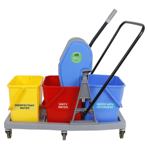รถเข็นถังน้ำถูพื้น KC Green Triple Bucket พร้อมพลาสติก PP รีไซเคิล เป็นมิตรกับสิ่งแวดล้อม ความจุมากกว่า 30 ลิตร ปลอดภัยสำหรับน้ำเดือด ผลิตที่เดลี - Product Image 5