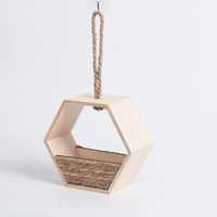 Panier suspendu en bois écologique avec crochets, support de pot de fleurs pour balcon, support de plante rond en bois